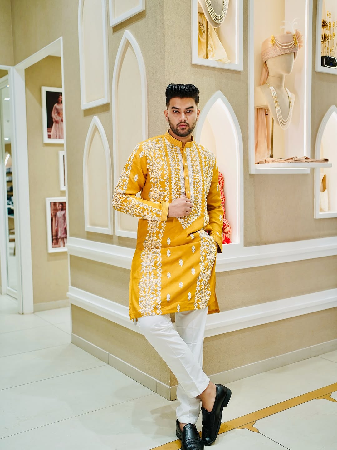 Yellow Ethnic Embroidered Kurta