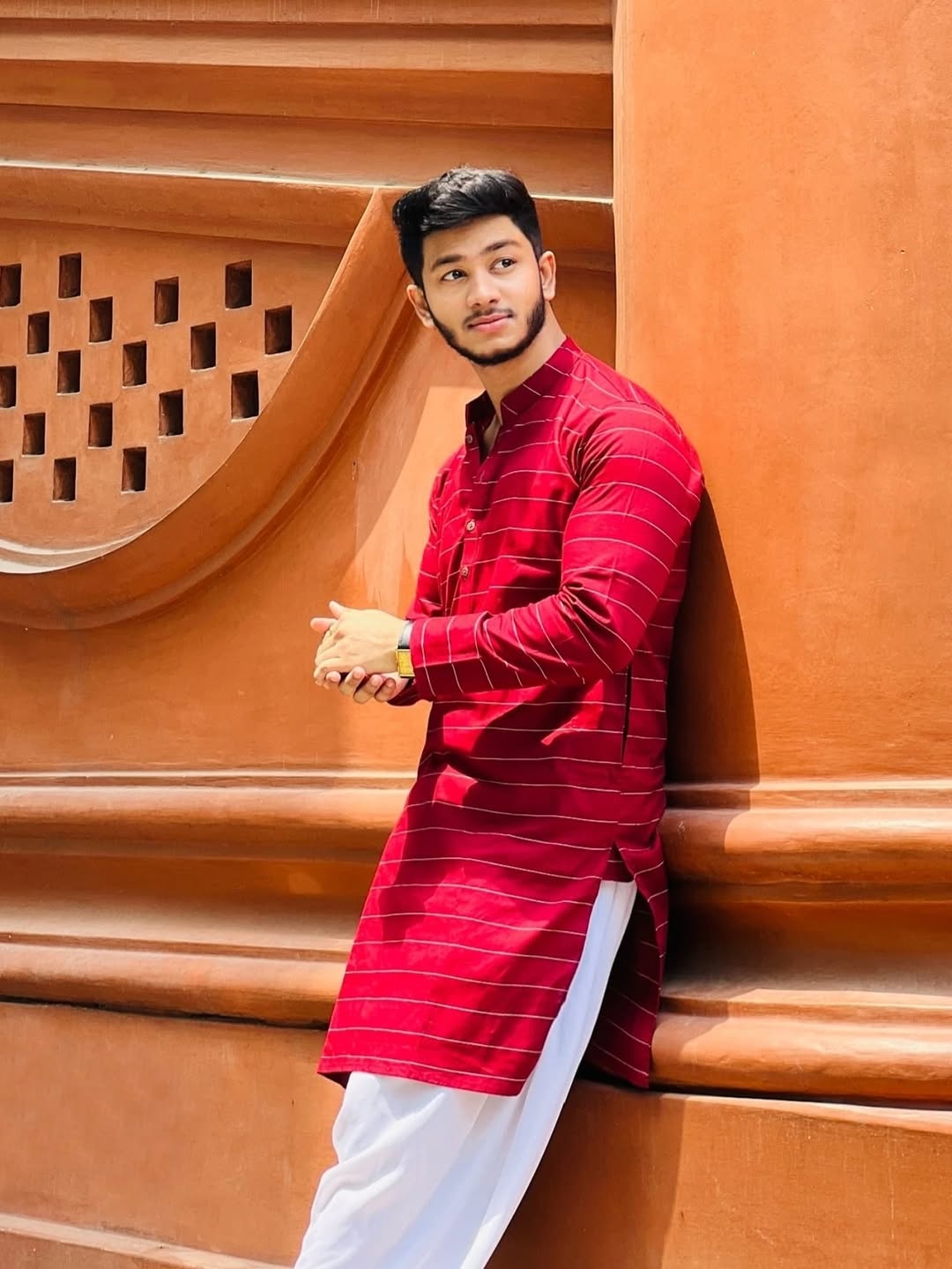 Red Lined Kurta for Festive Wear