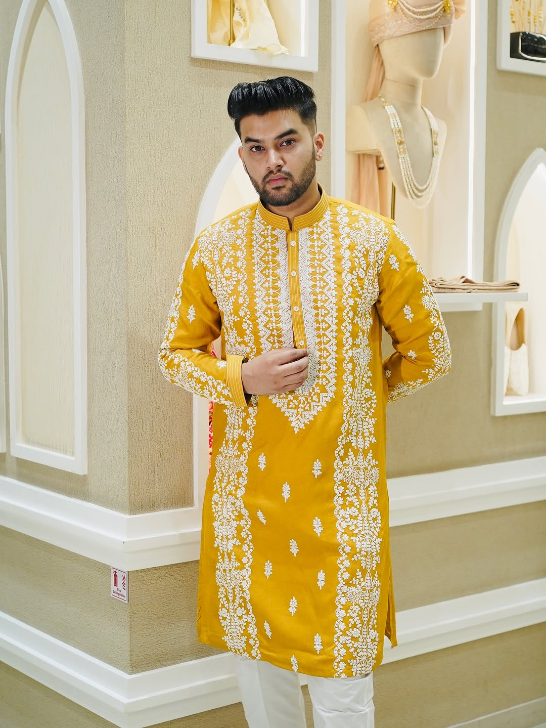 Yellow Ethnic Embroidered Kurta