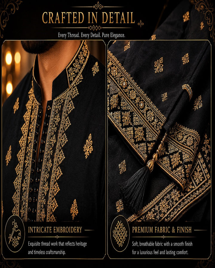Black  Ayushaman Adition kurta set With Dupatta Embroidery work