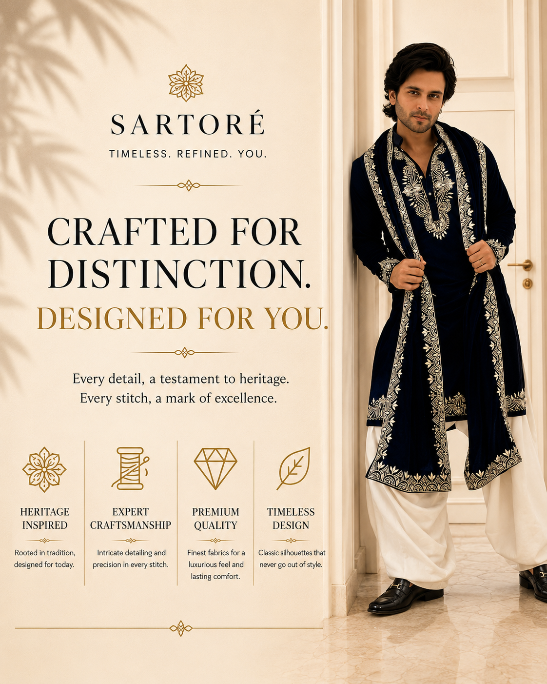 Black Kurta Cream Pajama With Dupatta Embroidery work