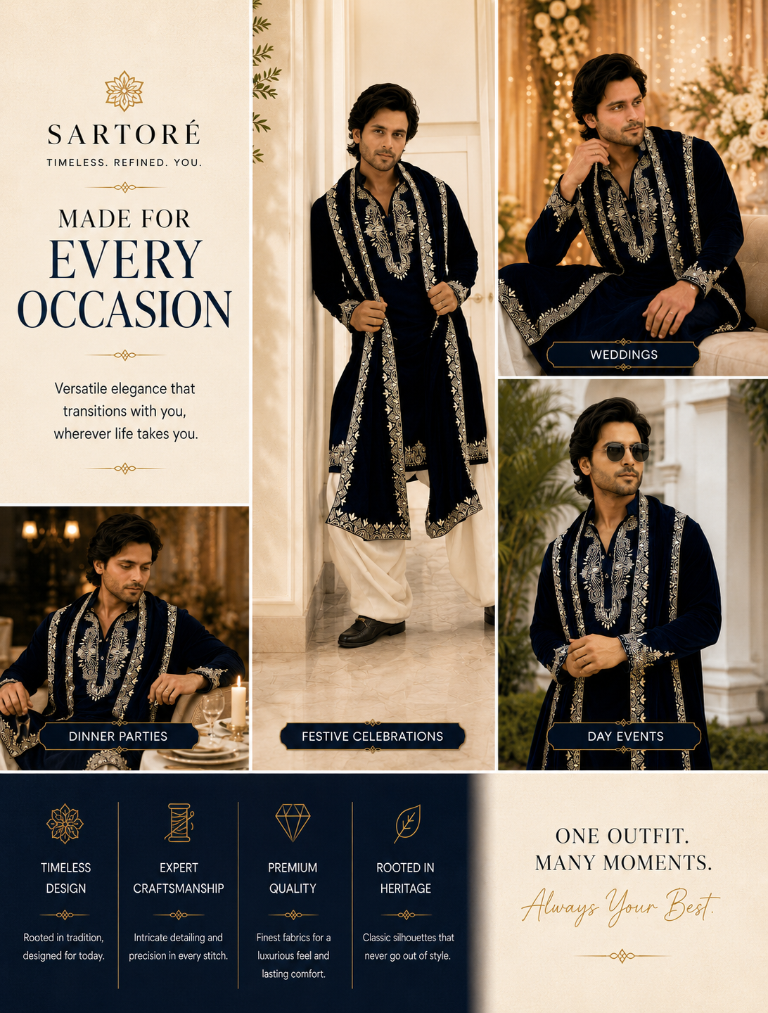 Black Kurta Cream Pajama With Dupatta Embroidery work