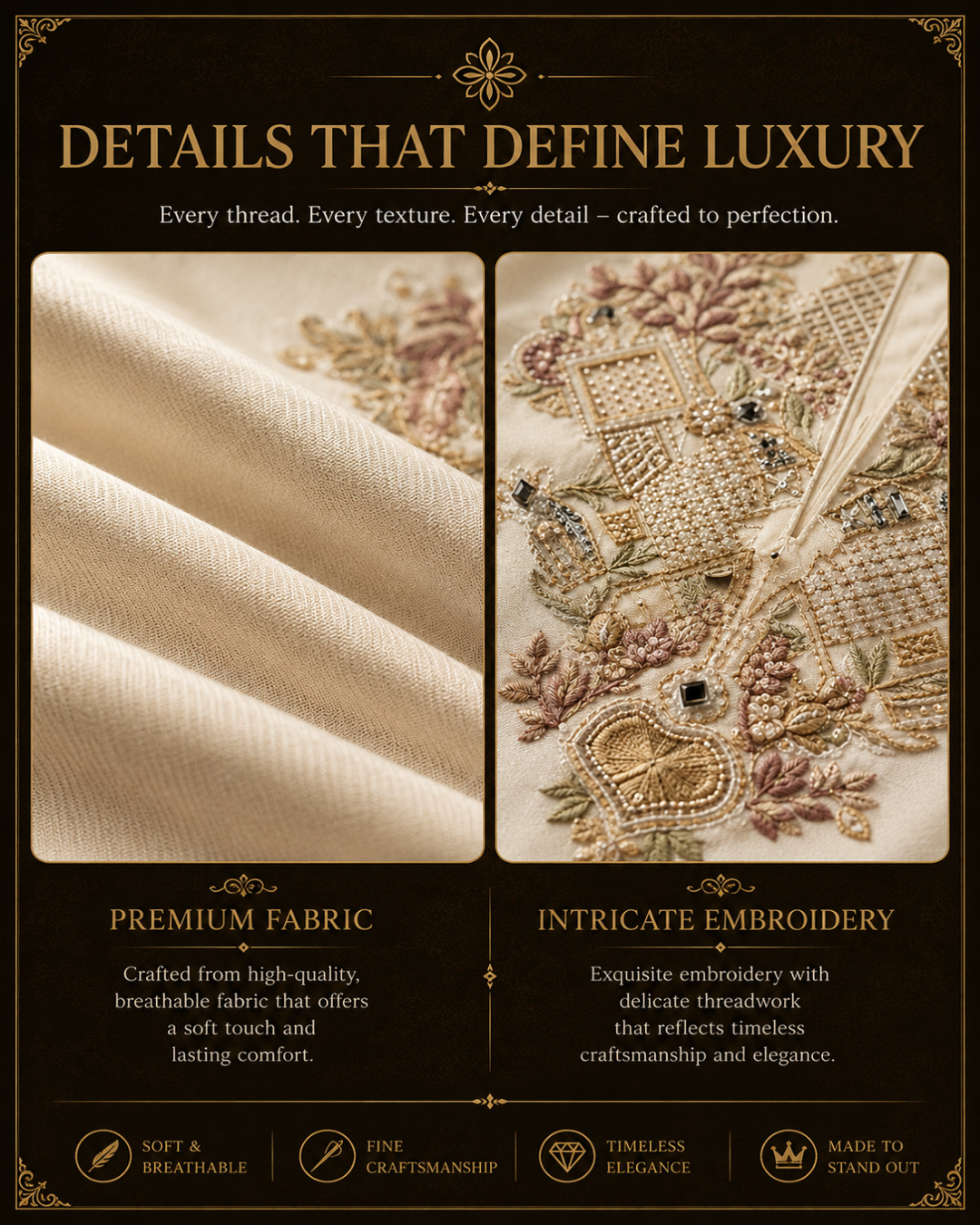 Ivory  Embroidered Kurta pajama Set for Men
