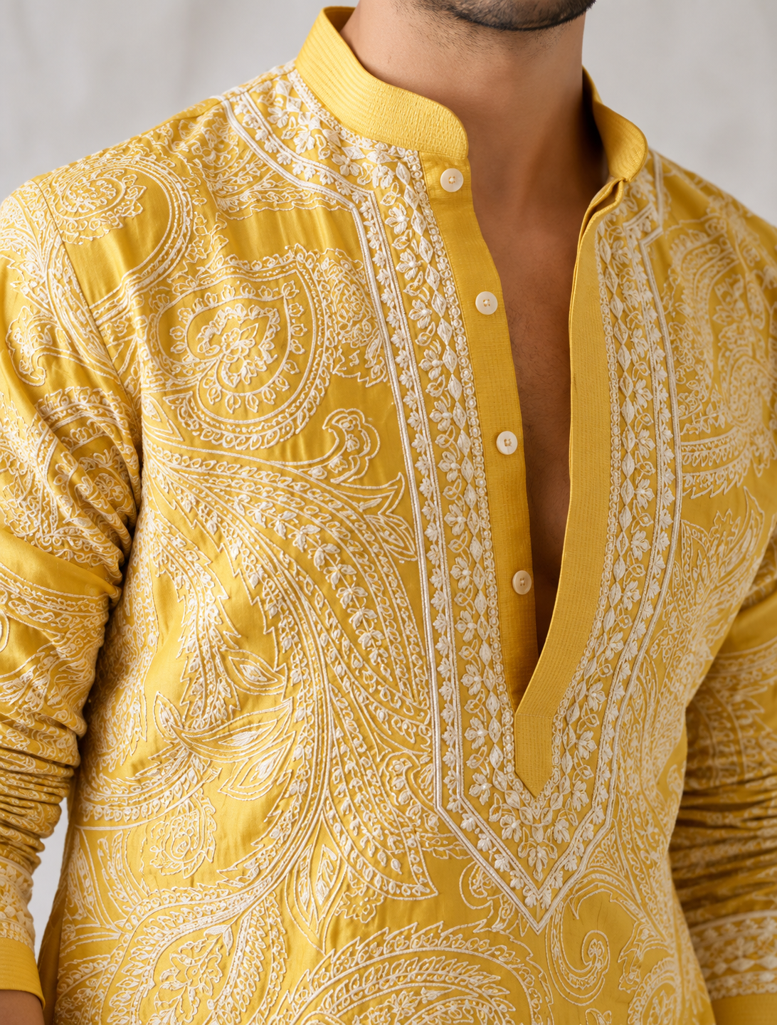 Yellow Ethnic Kurta Heavy Embroidered Work