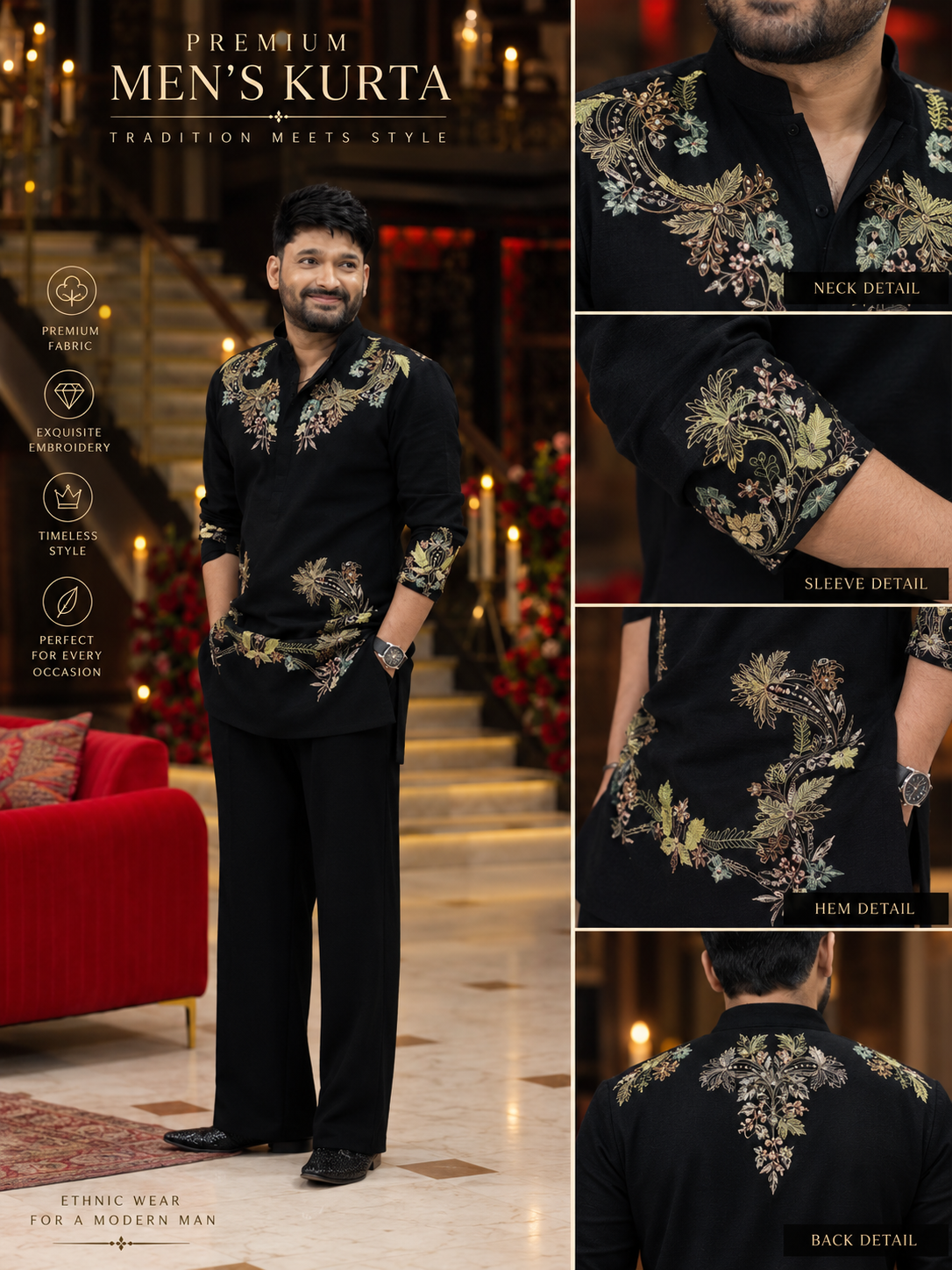 Kapil Sharma Adition Kurta Set With Embroidery