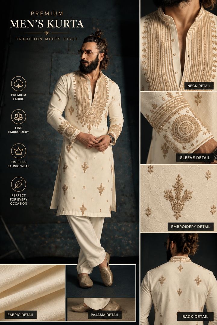Ranveer Singh Kurta pyjama With Embroidery