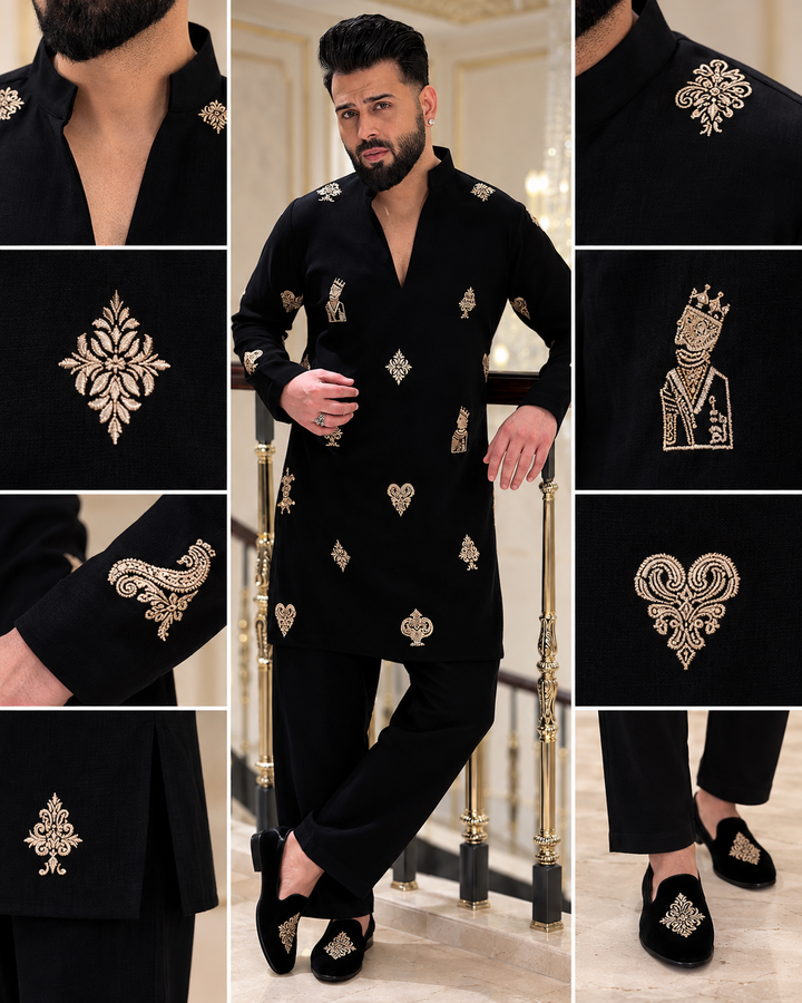 Black Rajarani  Kurta With Embroidery Work