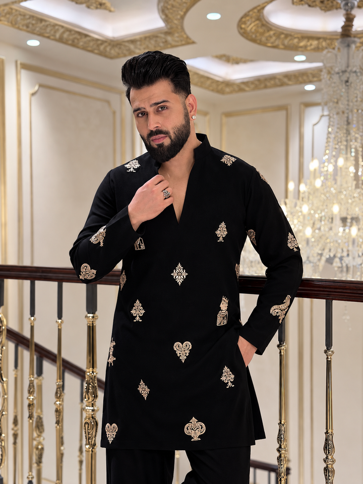 Black Rajarani  Kurta With Embroidery Work