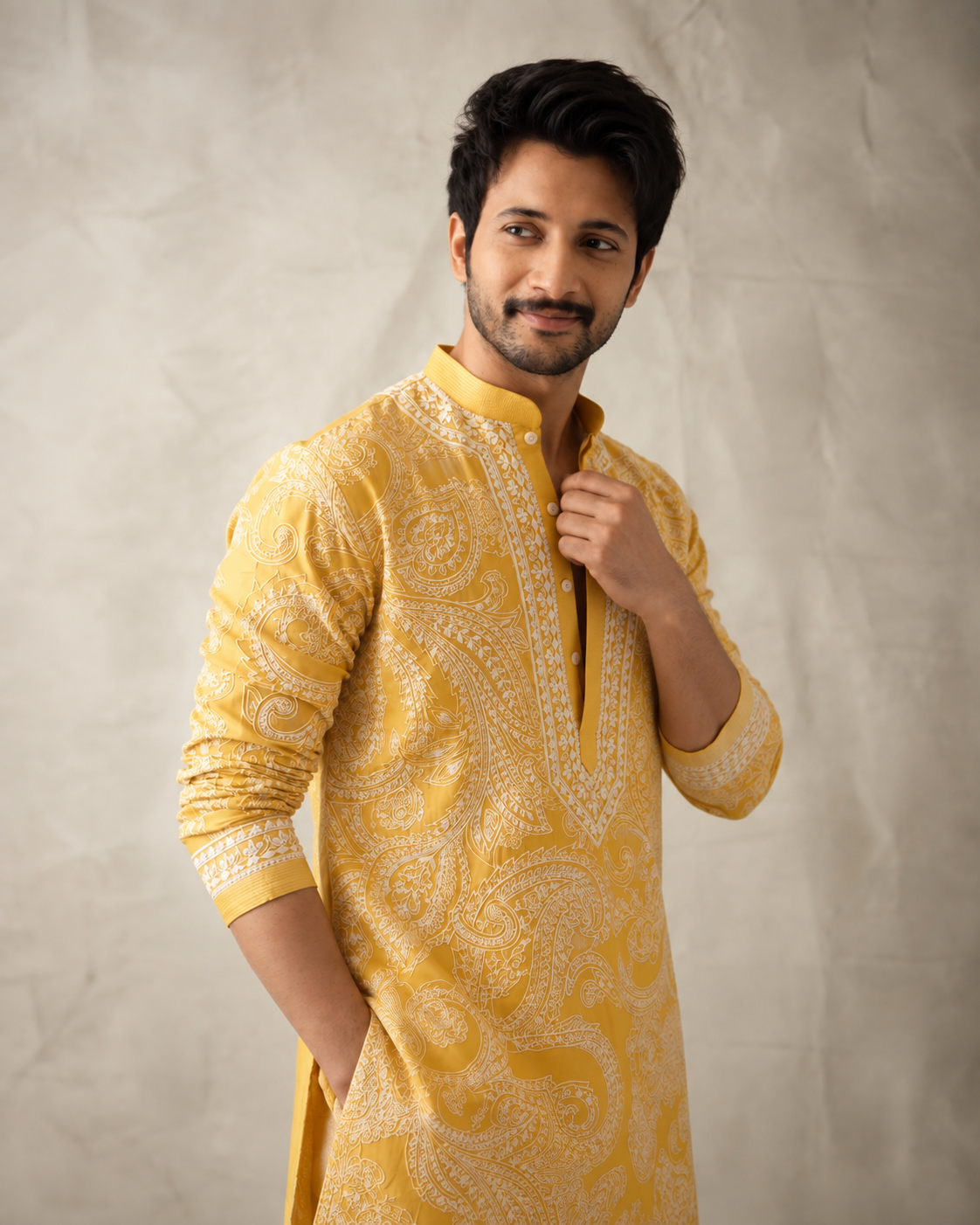 Yellow Ethnic Kurta Heavy Embroidered Work
