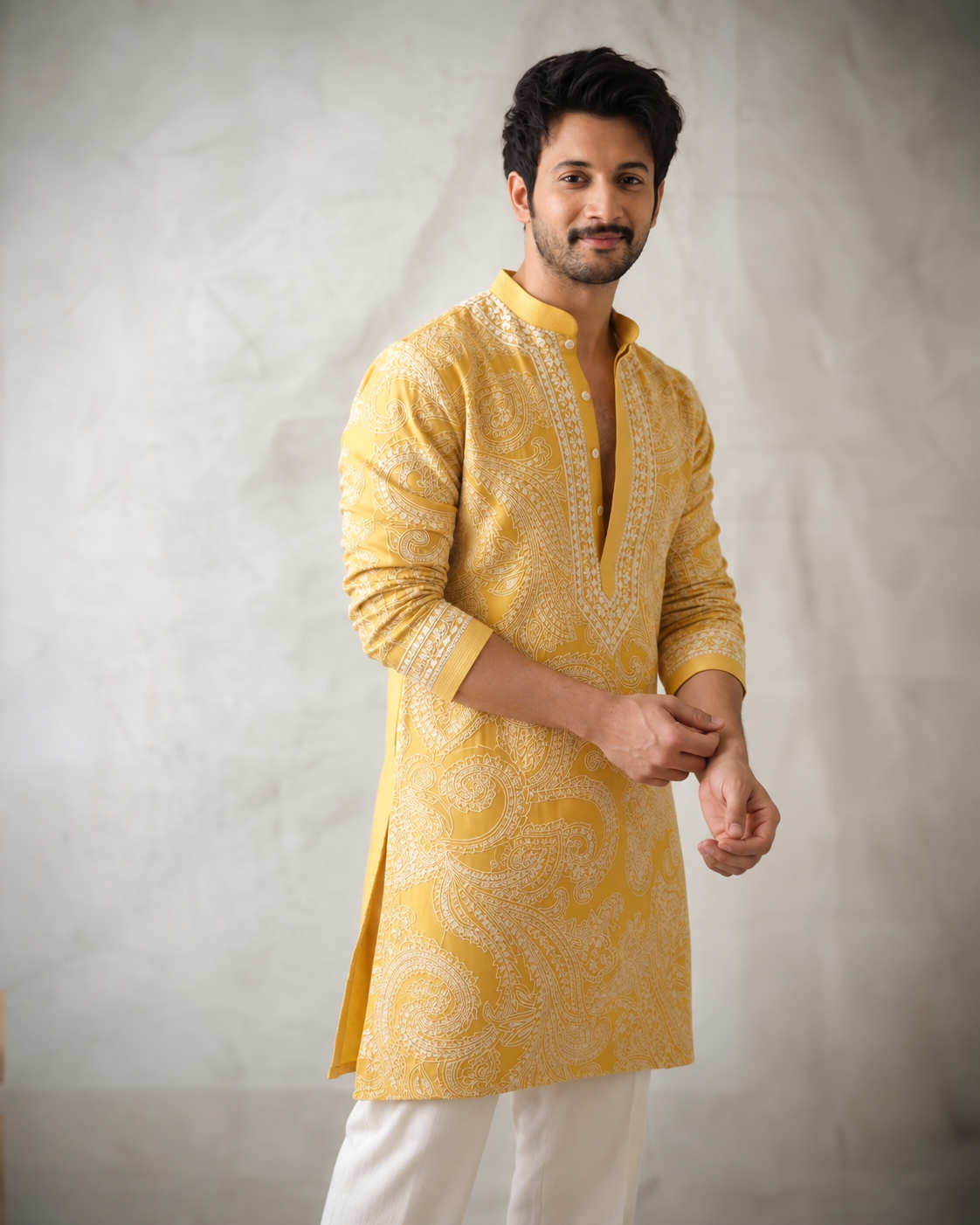 Yellow Ethnic Kurta Heavy Embroidered Work