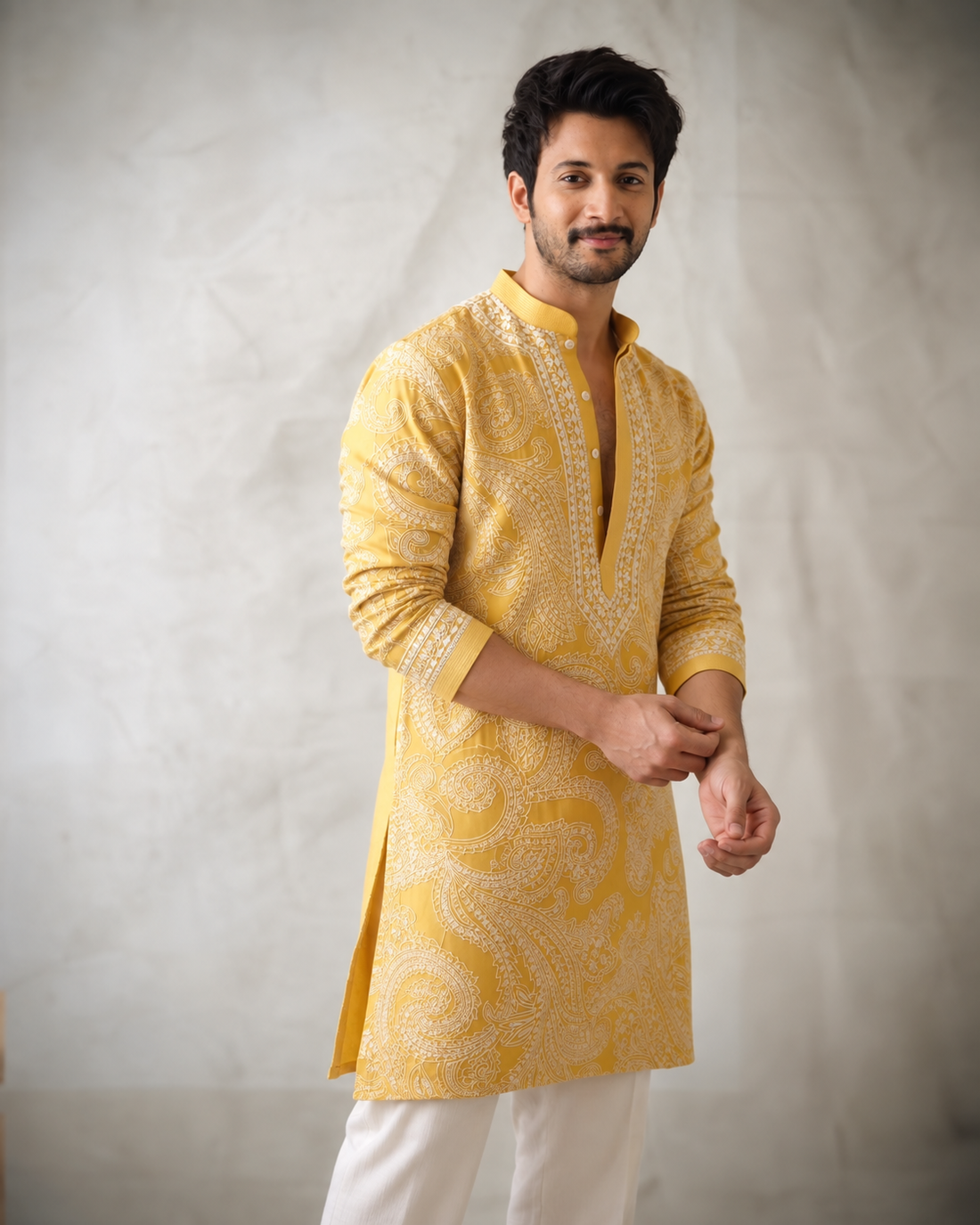 Yellow Ethnic Kurta Heavy Embroidered Work