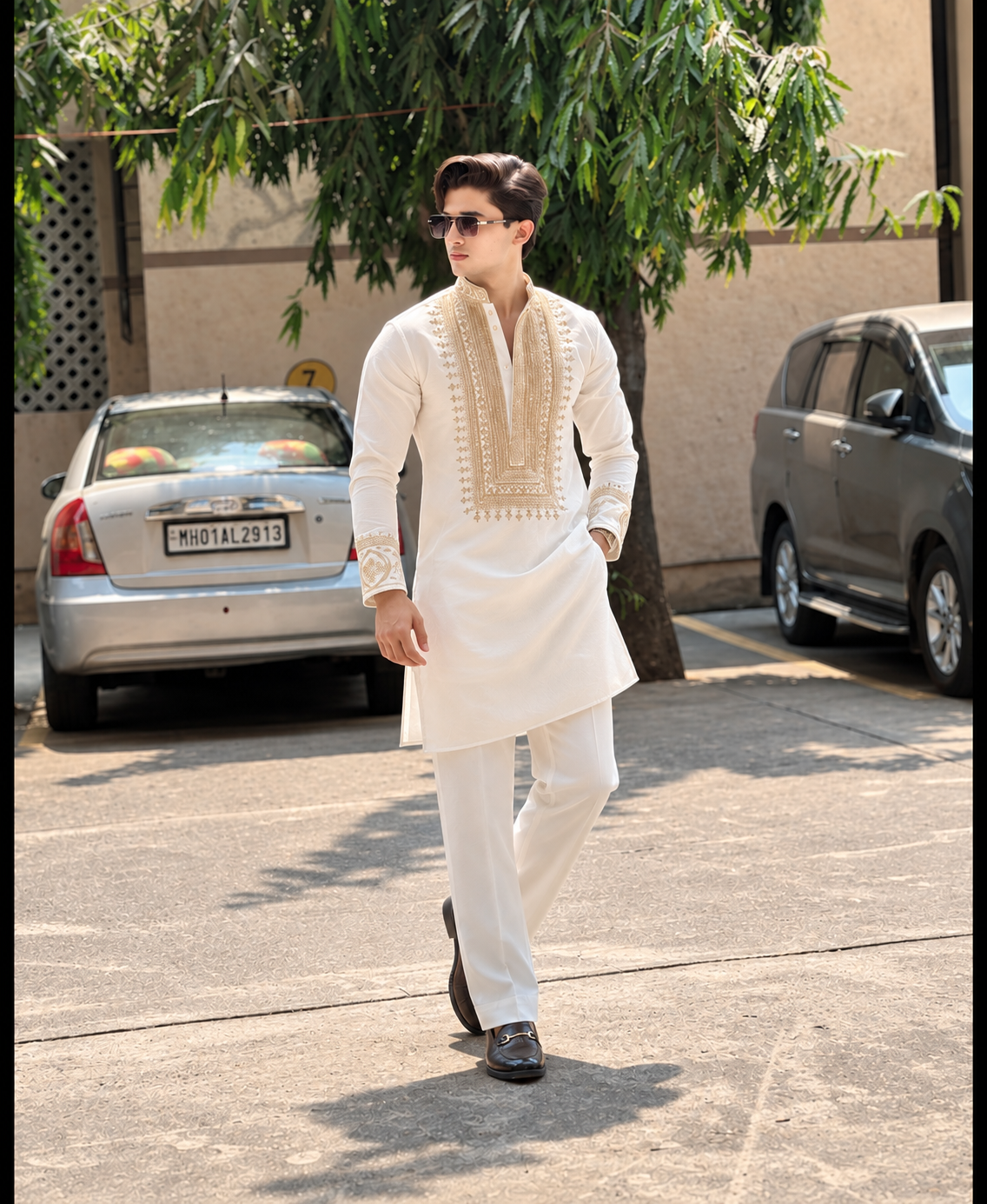 Cream Ivory Silk Kurta Set With Embroidery