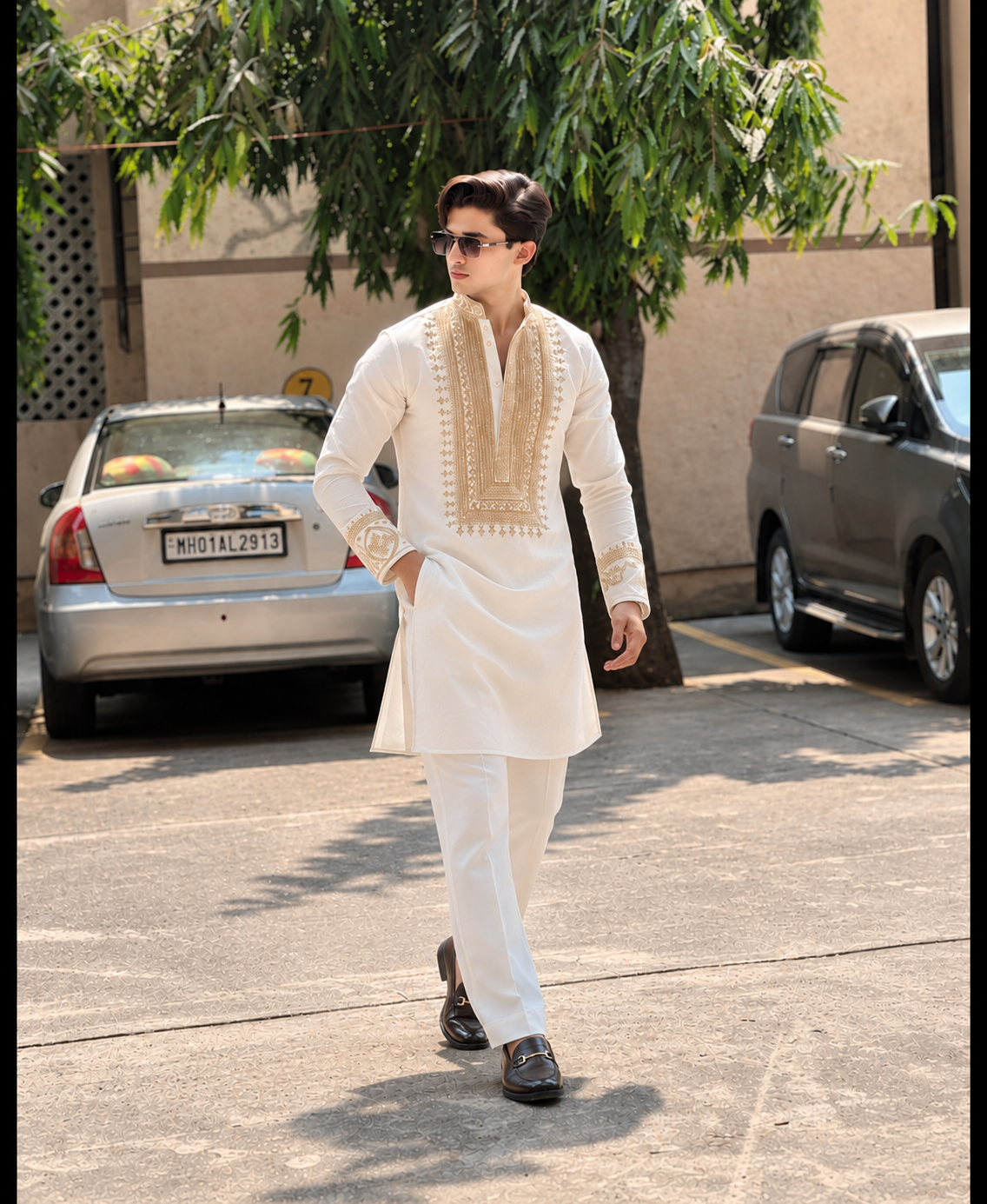 Cream Ivory Silk Kurta Set With Embroidery