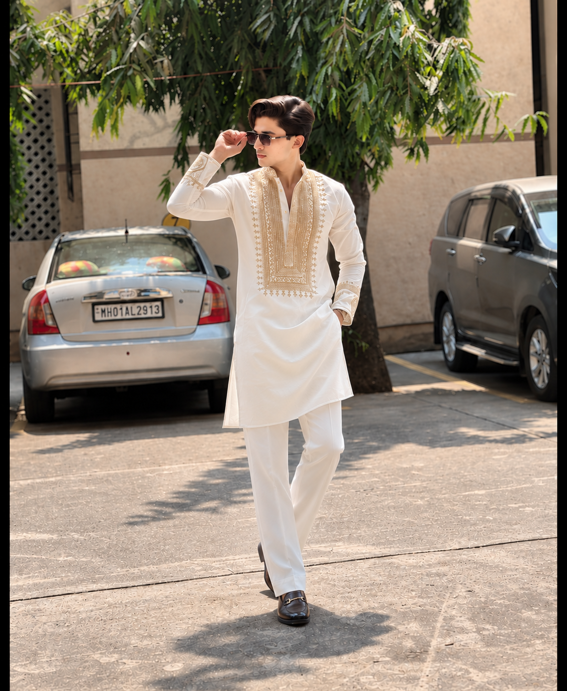Cream Ivory Silk Kurta Set With Embroidery