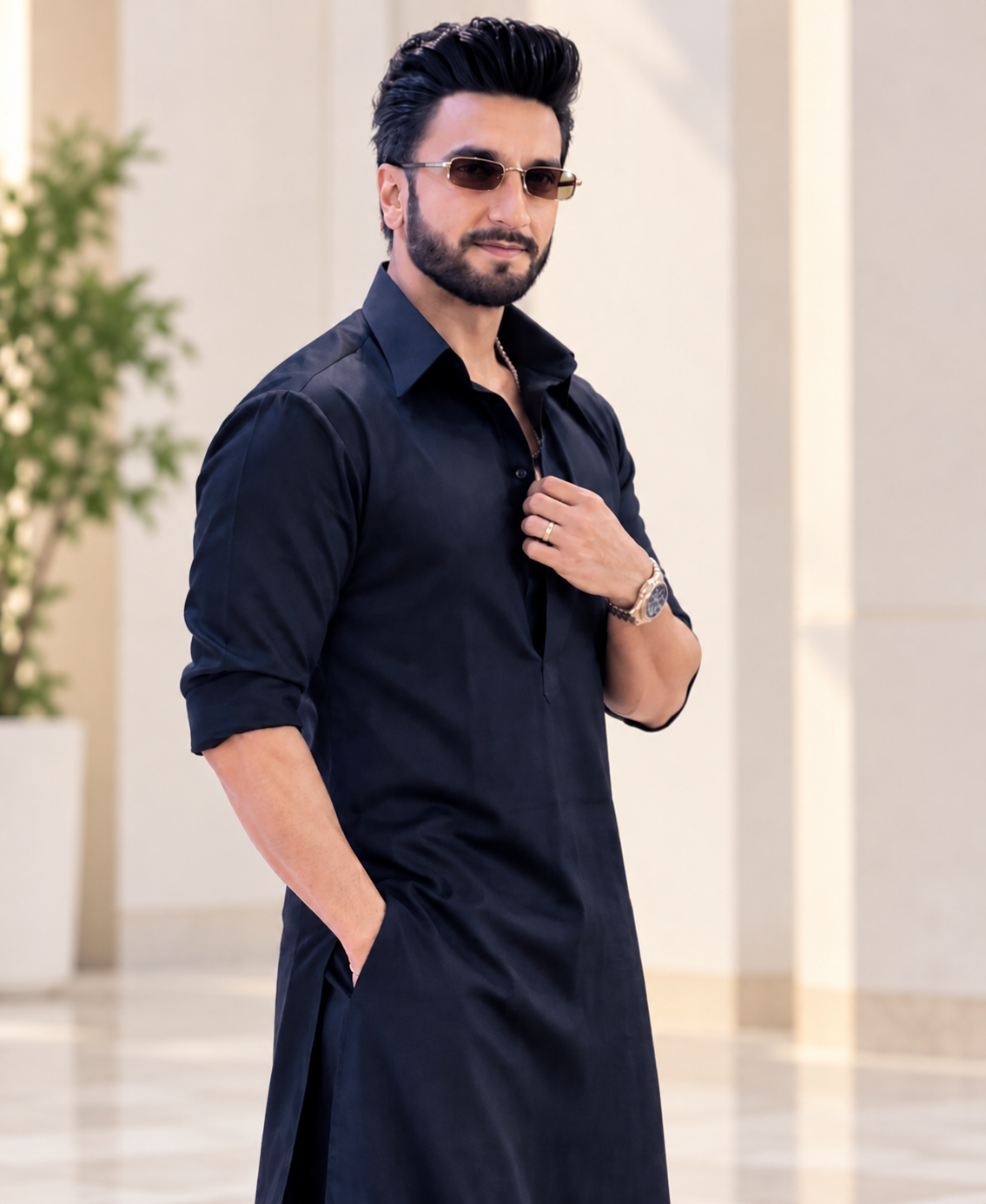 Armani Black Kurta Set RS Adition