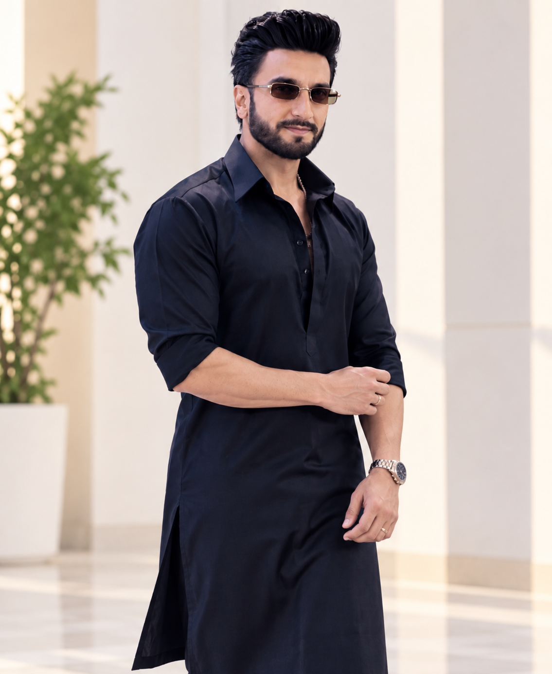 Armani Black Kurta Set RS Adition