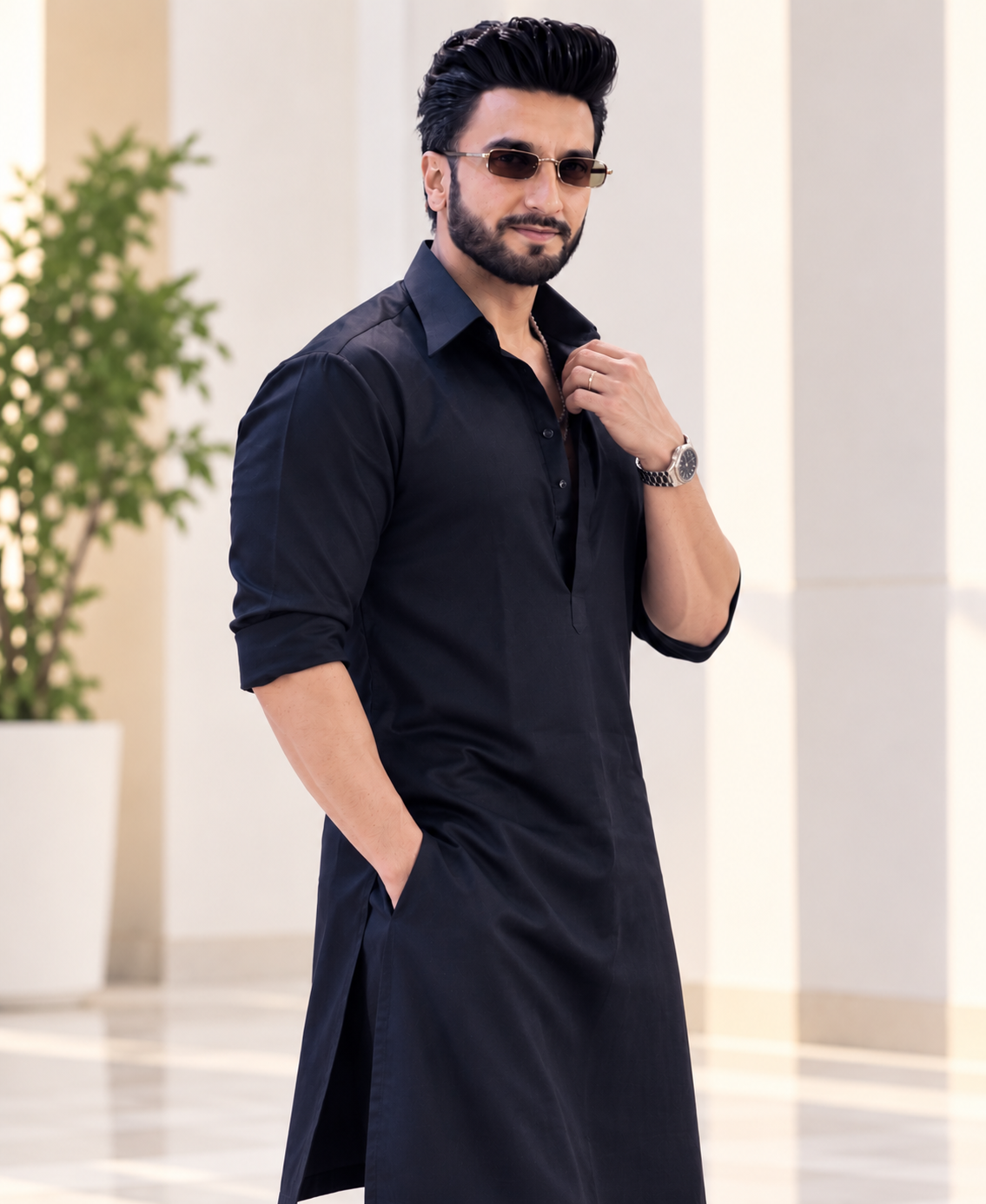 Armani Black Kurta Set RS Adition