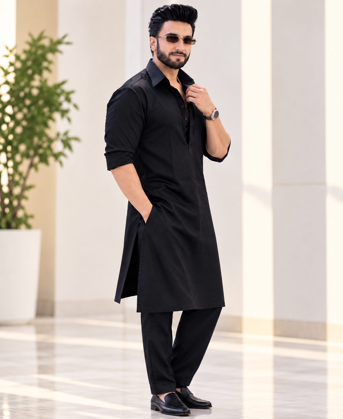 Armani Black Kurta Set RS Adition