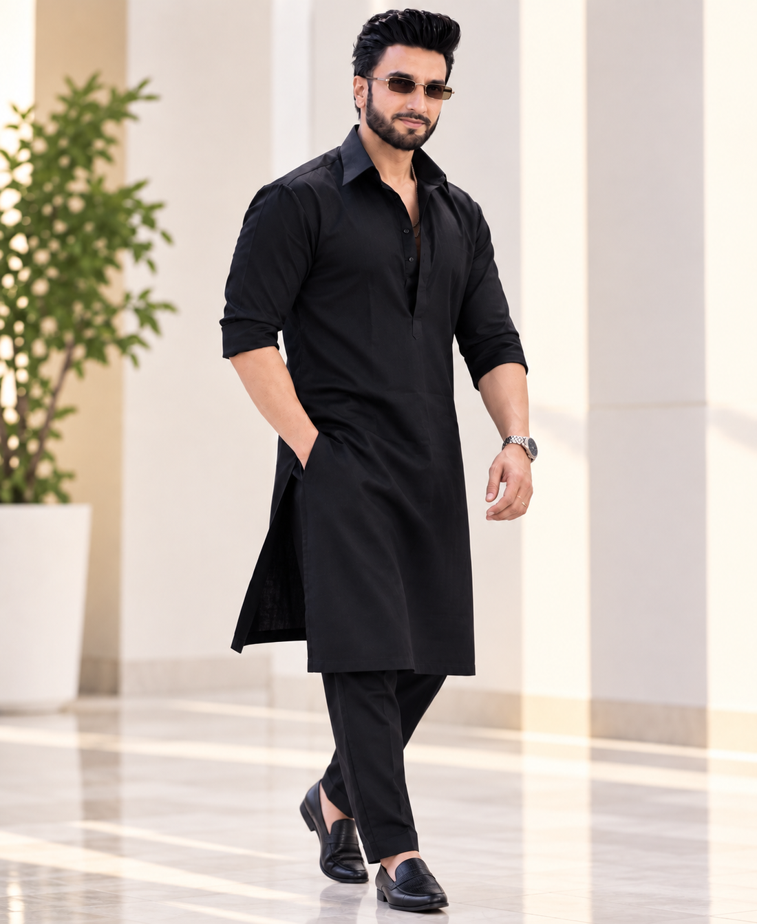 Armani Black Kurta Set RS Adition