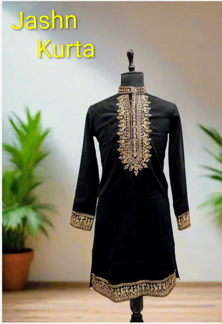 Black Embroidered Kurta Pajama Set