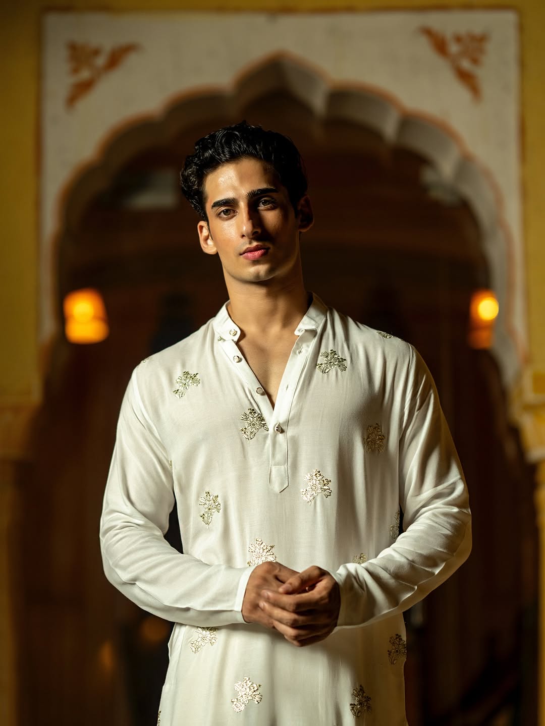 White Kurta Pajama Set with Embroidery