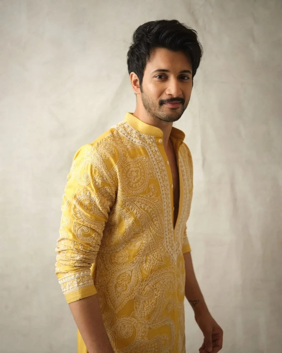 Yellow Ethnic Kurta Heavy Embroidered Work