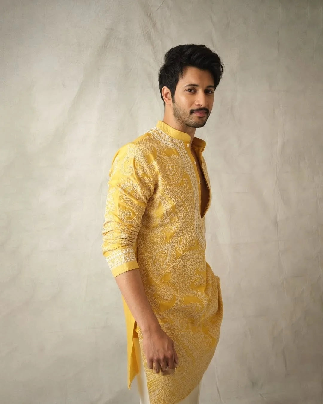Yellow Ethnic Kurta Heavy Embroidered Work