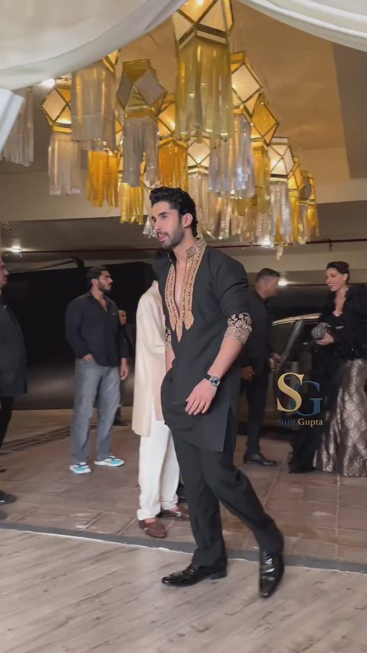 Z BLACK kurta pajama set with Embroidery