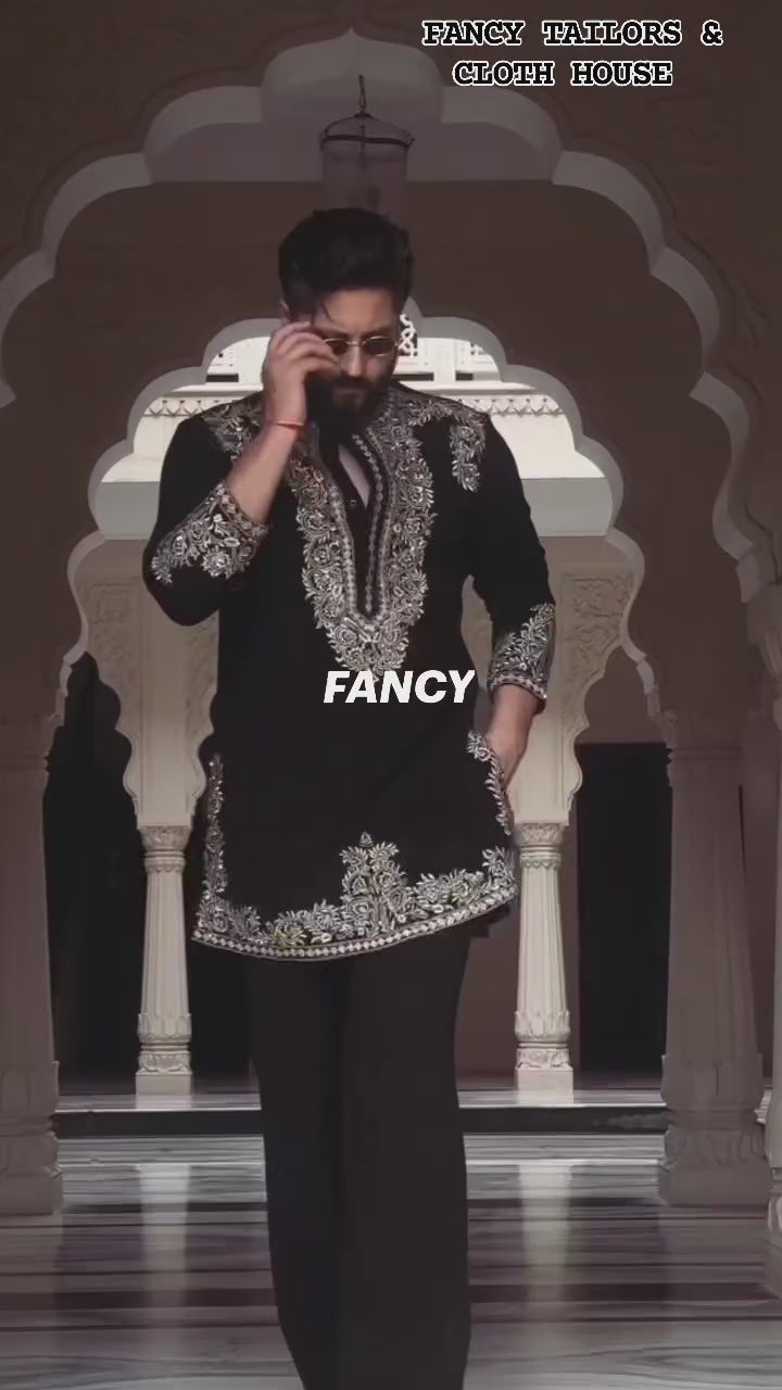 Vinay Rana Black Kurta Set With Embroidery