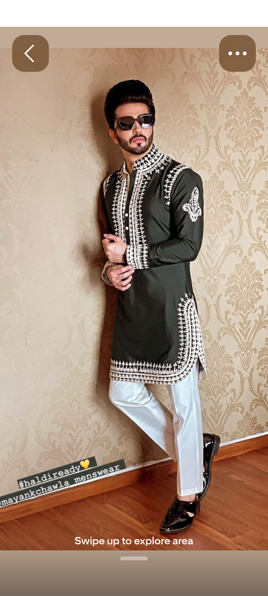 Olive Green Embroidered Kurta Pajama Set