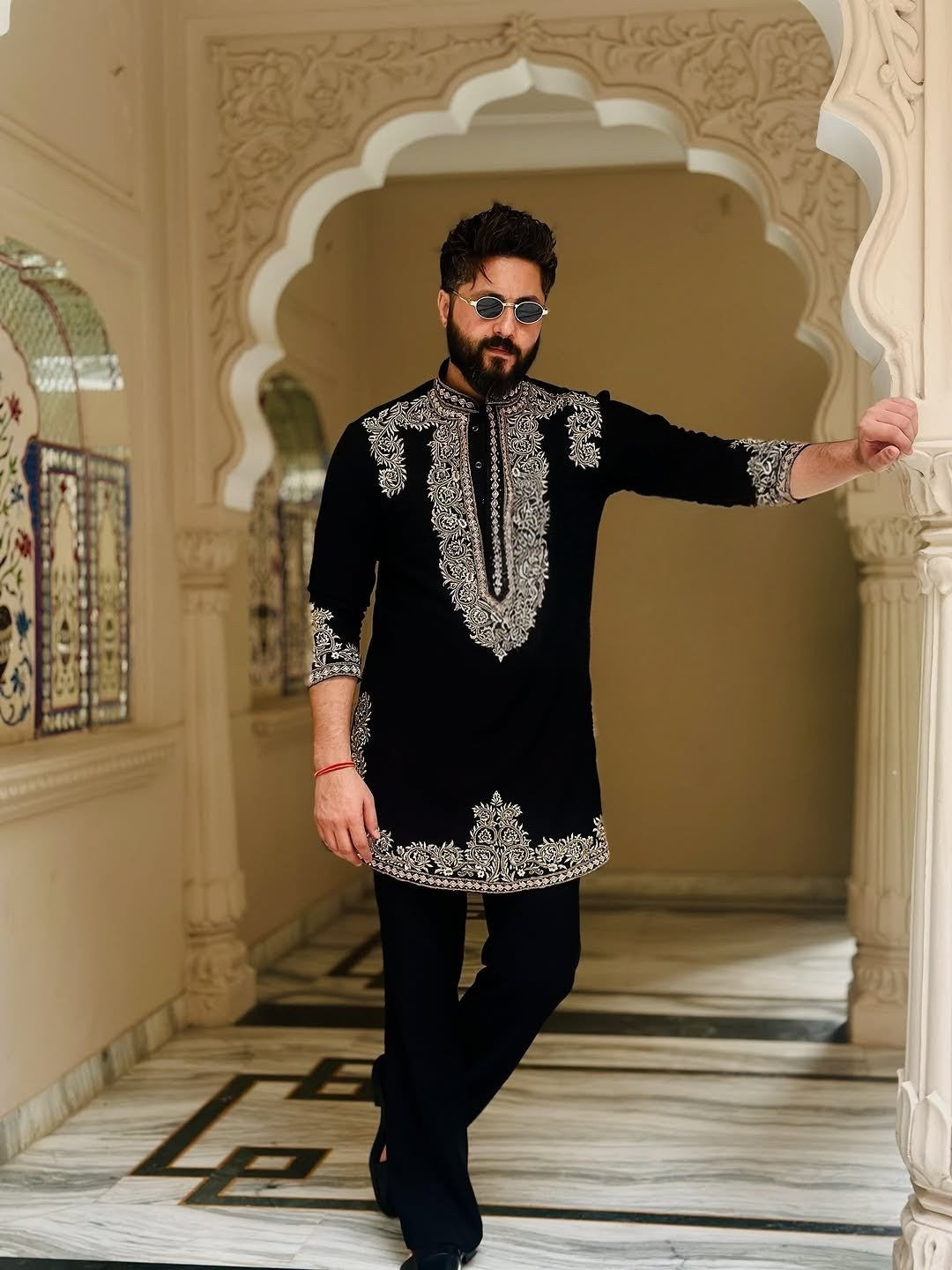 Vinay Rana Black Kurta Set With Embroidery