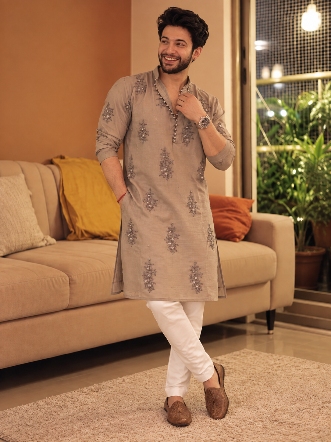 Simmer Chiku Kurta pyjama With Embroidery work