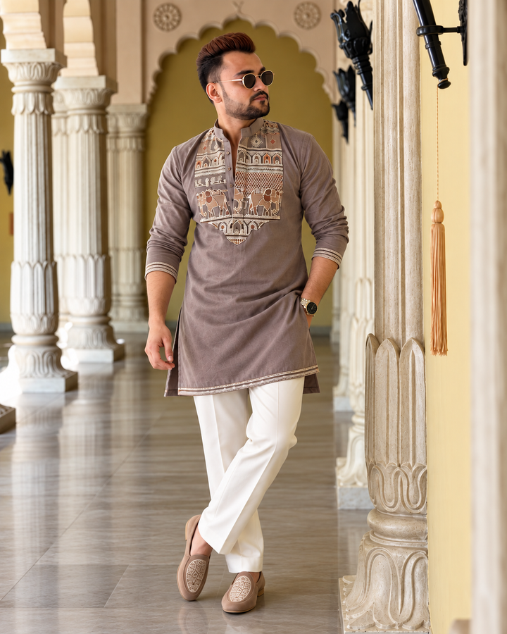 Elephant embroider Kurta With pyjama