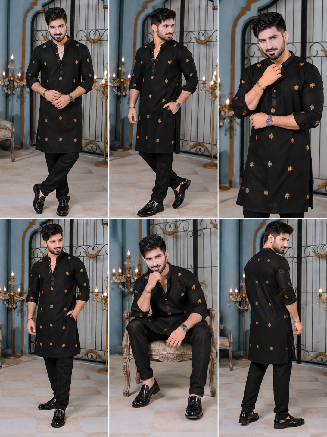 Prithvi Black Kurta with Embroidery Design