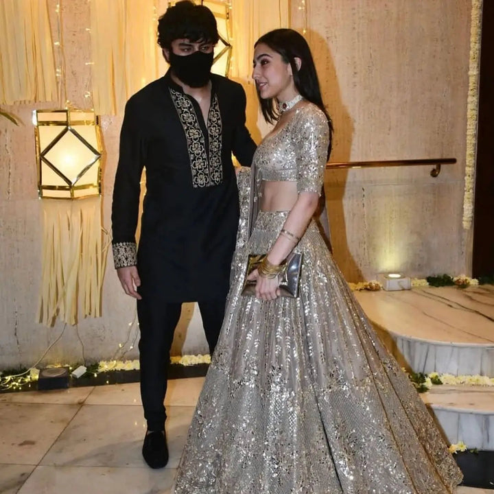 IBRAHIM ADITION Z BLACK KURTA SET WITH EMBROIDERYP