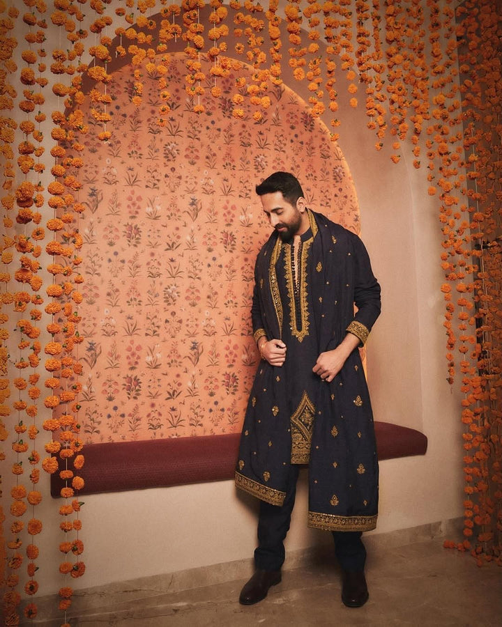 BLACK Kurta Pajama With Dupatta Embroidery work