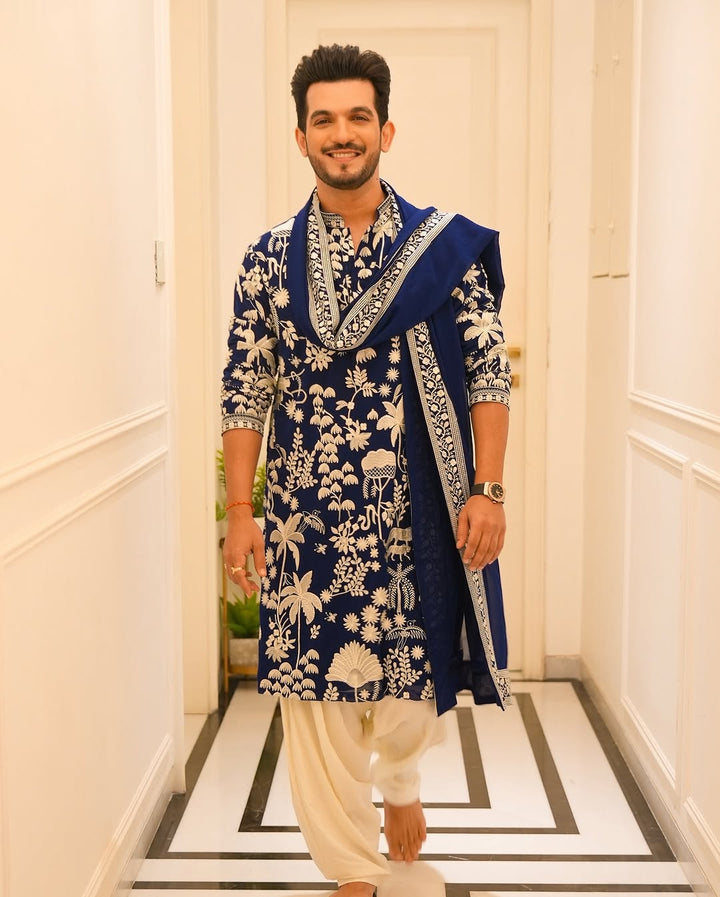 Arjun adition Neavy Blue 💙 Kurta set with Embroidery