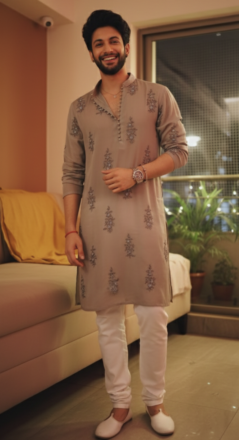 Simmer Chiku kurta Pajama With Embroidery work
