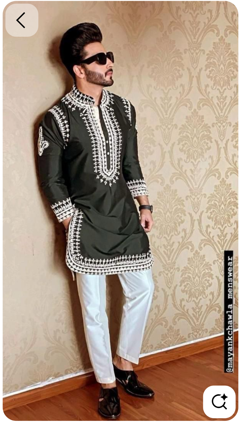 Olive Green Embroidered Kurta Pajama Set