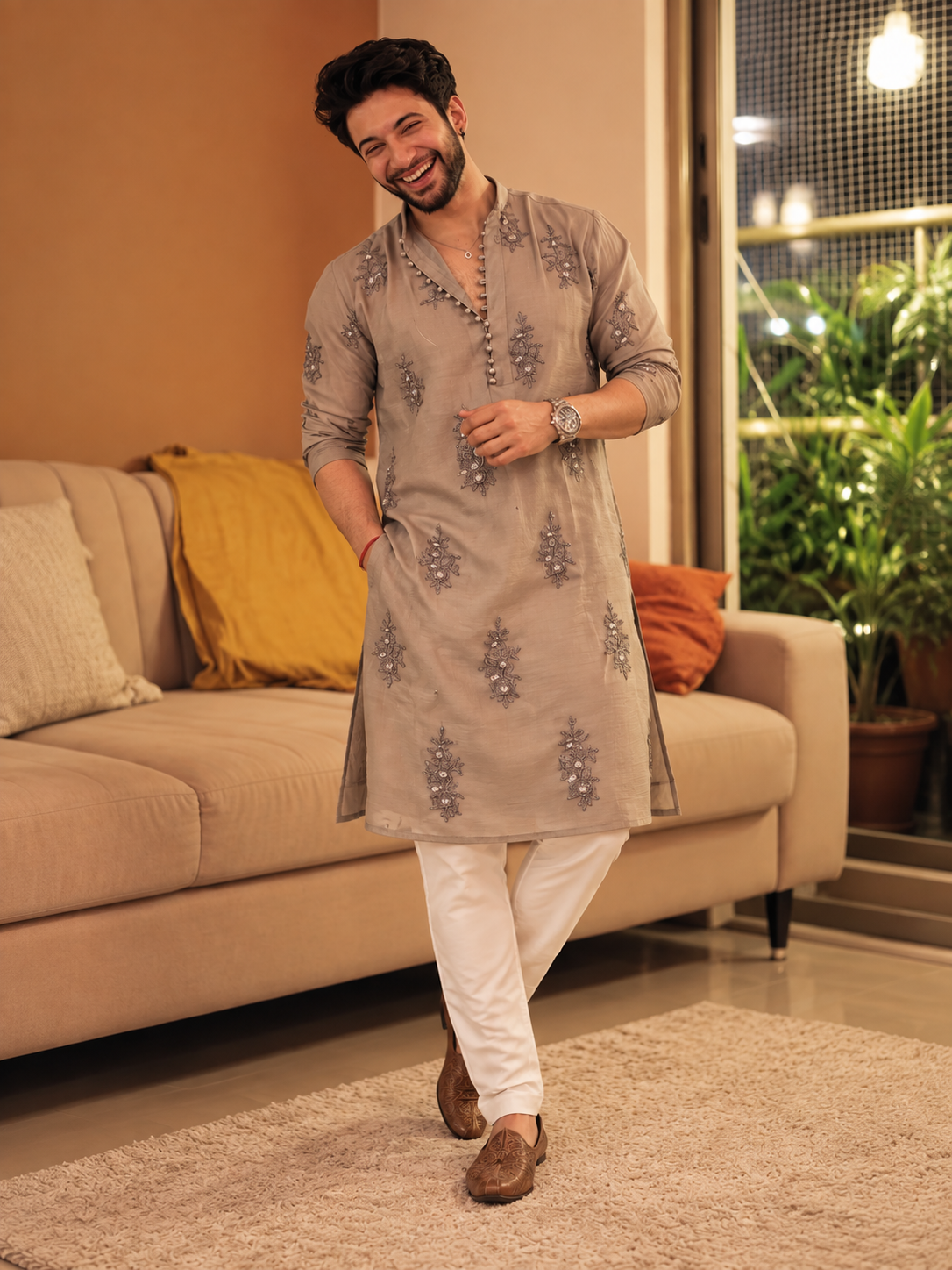 Simmer Chiku Kurta pyjama With Embroidery work