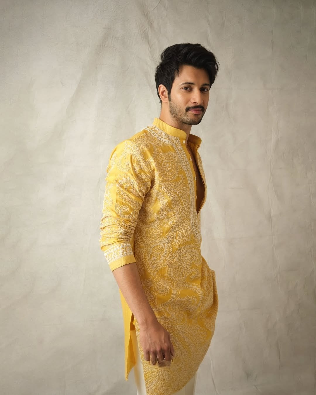 Yellow Ethnic Embroidered Kurta