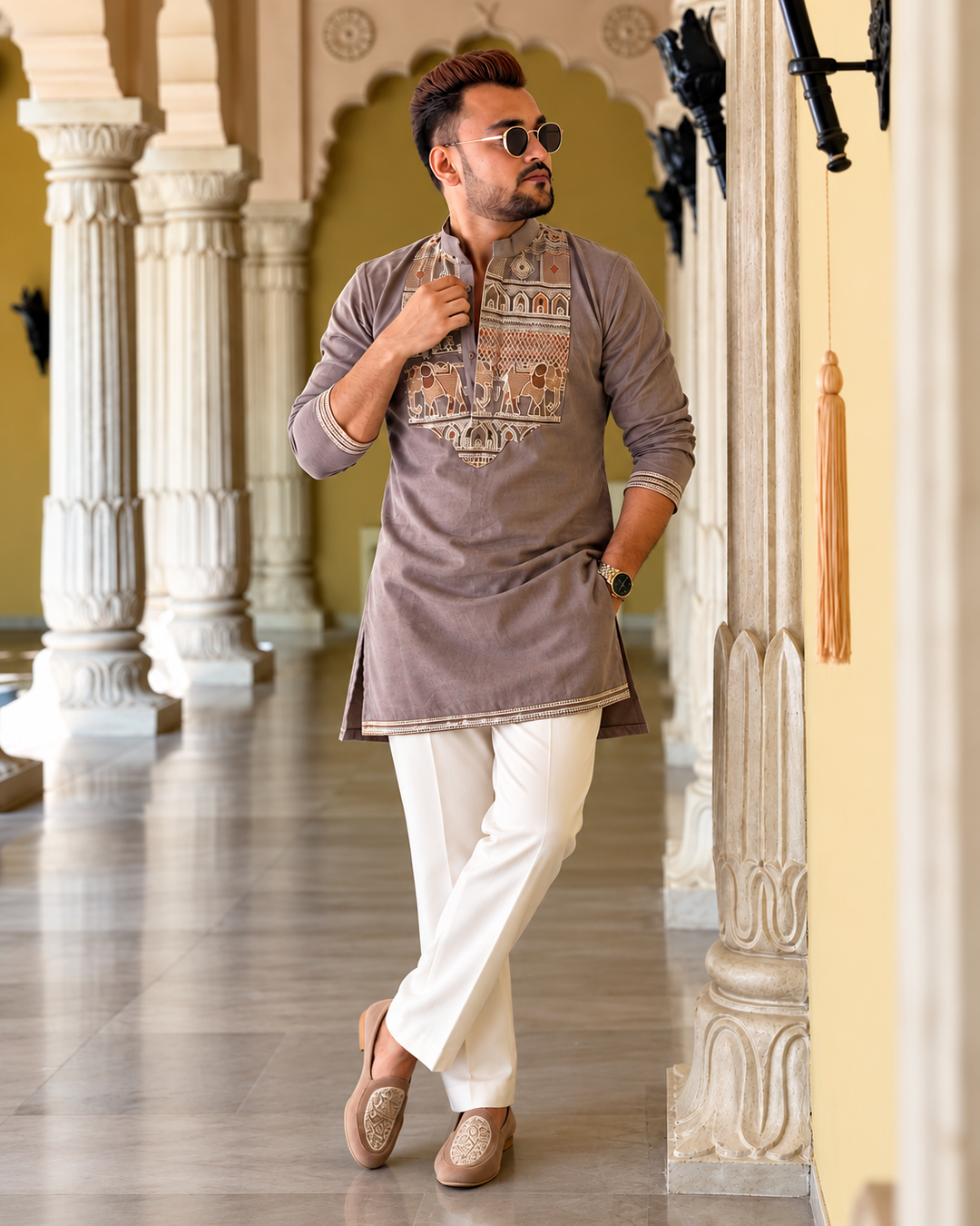 Elephant embroider Kurta With pyjama