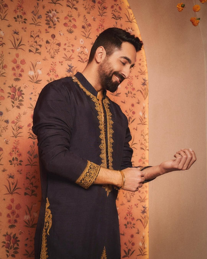 BLACK Kurta Pajama With Dupatta Embroidery work