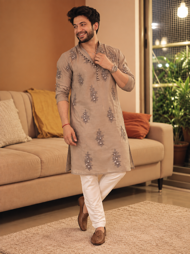Simmer Chiku Kurta pyjama With Embroidery work
