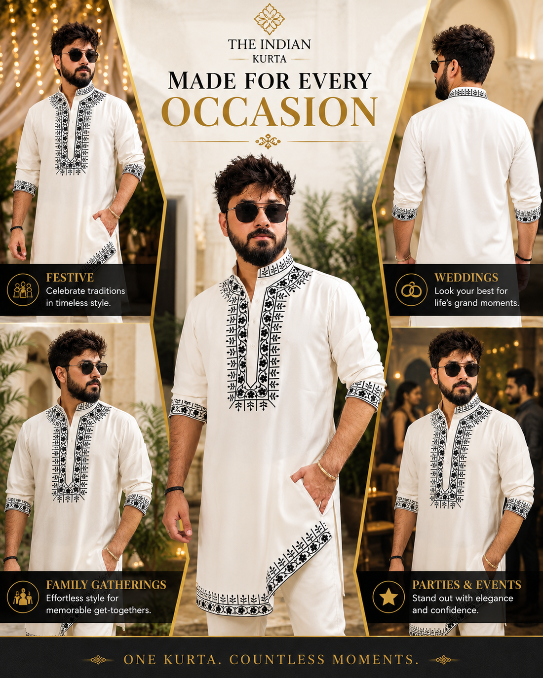 White Hand Embroidery Cotton Kurta pyjama